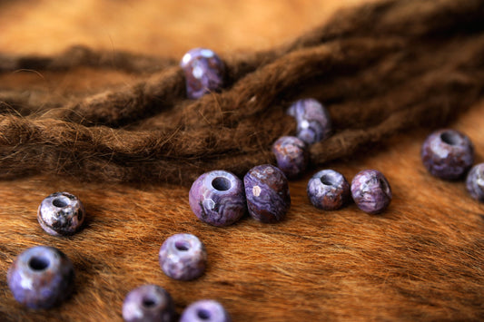 Violet Agate Dread Beads – Set of 2, Small or Large – view 2