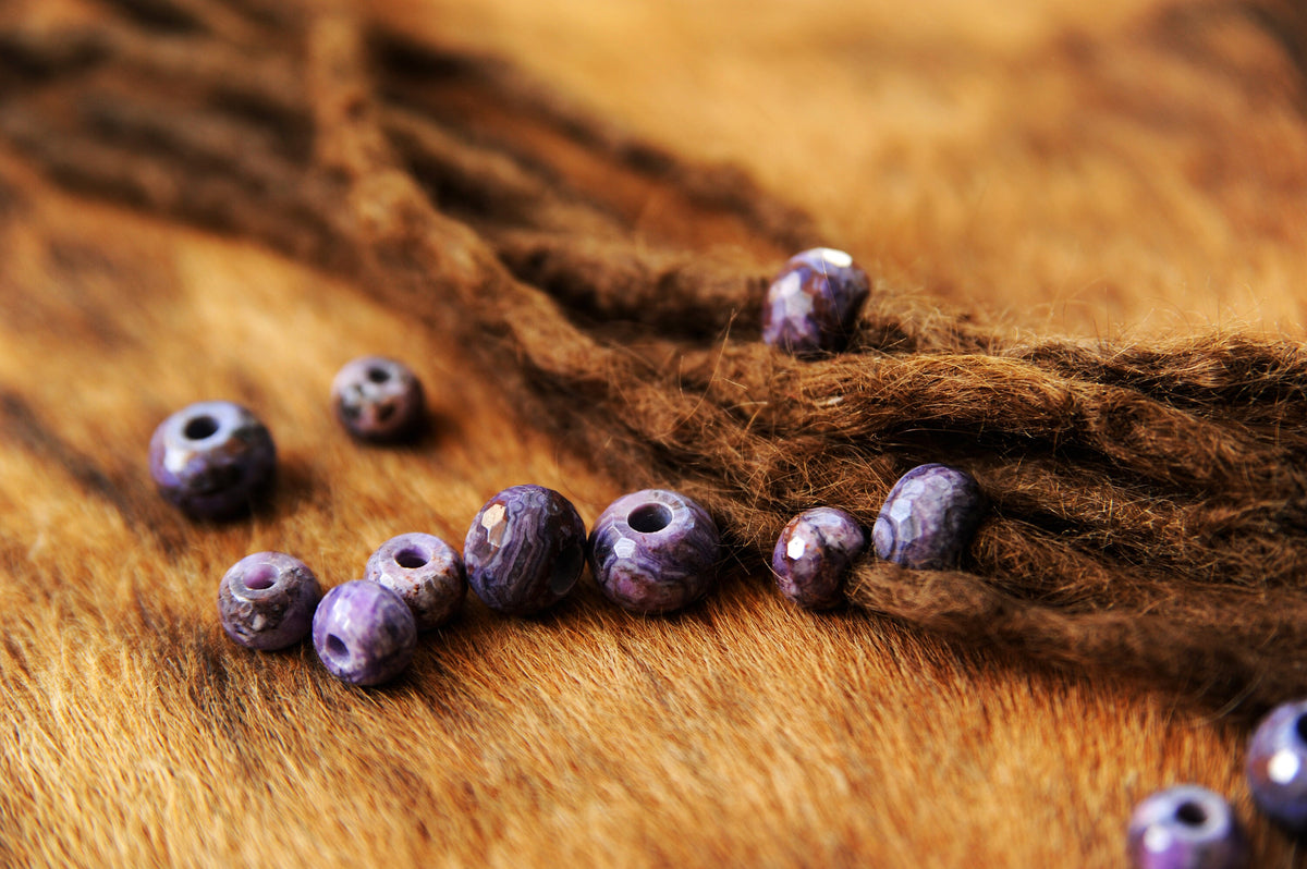 Violet Agate Dread Beads – Set of 2, Small or Large – view 3