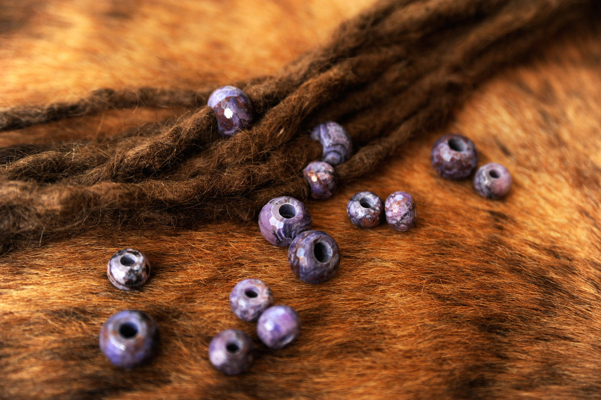 Violet Agate Dread Beads – Set of 2, Small or Large – view 4