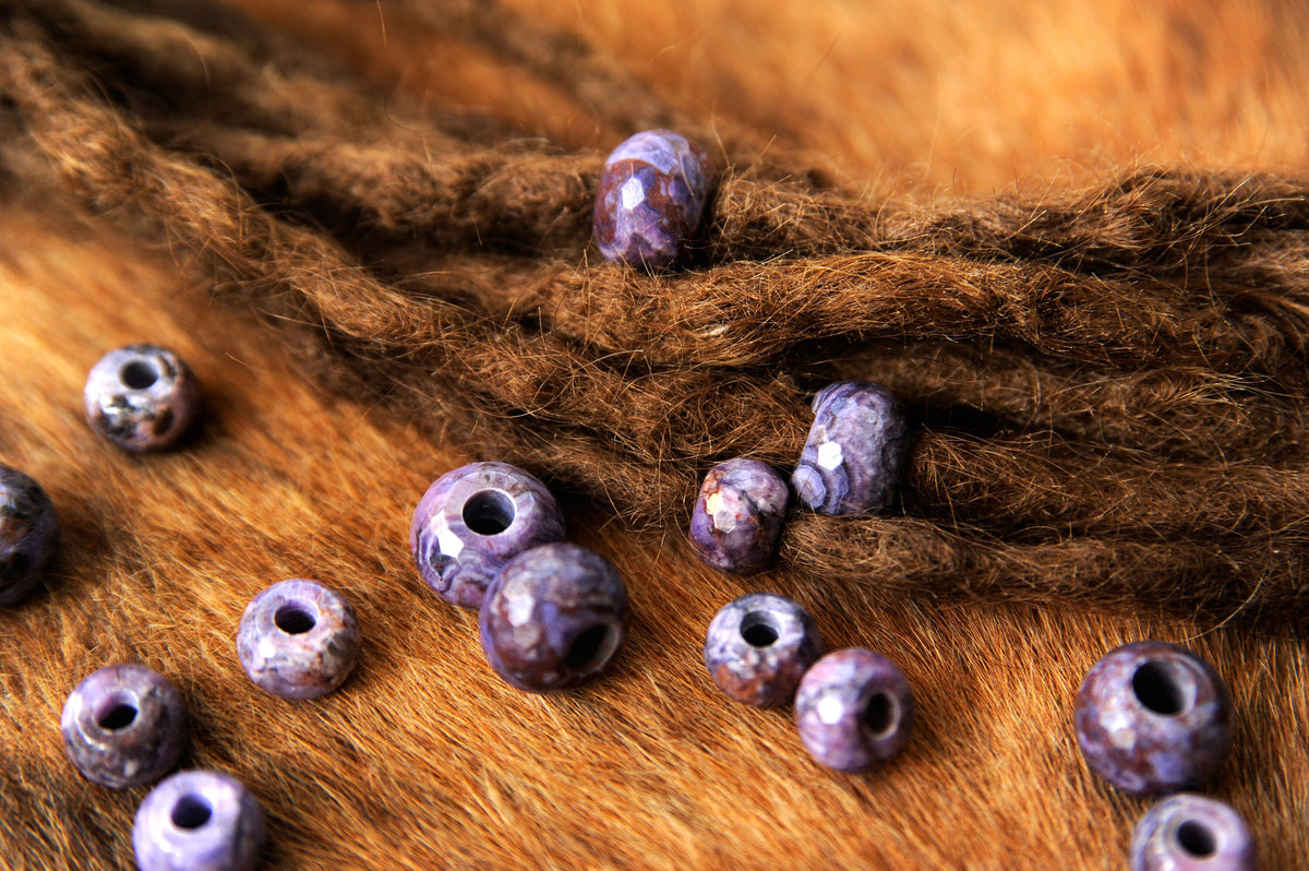 Violet Agate Dread Beads – Set of 2, Small or Large – view 5