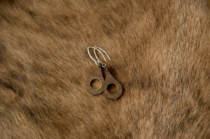 Walnut Wood Teardrop Earrings with Golden Metal Inlay – 925 Silver Hooks – view 8