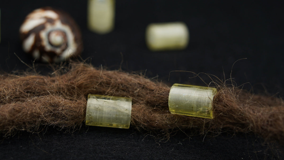 Lemon Quartz Dread Beads – Set of 2, Tube 11 × 16 mm