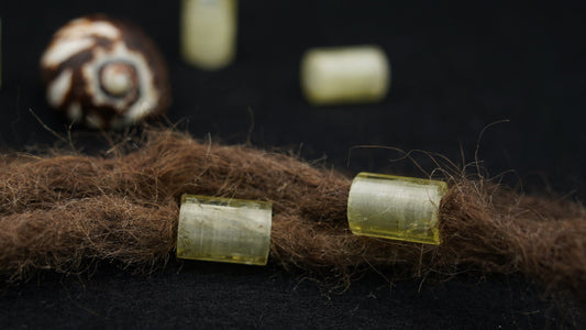 Lemon Quartz Dread Beads – Set of 2, Tube 11 × 16 mm