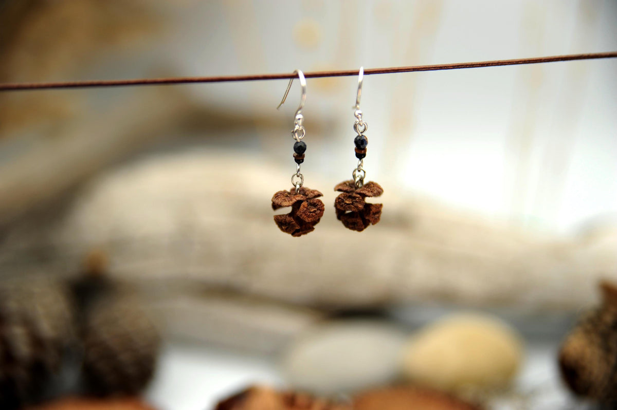 Cypress Cone Earrings with 925 Silver – Minimalist, Vintage Look – view 4